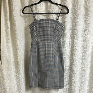 Skater Black and White Checkered Dress